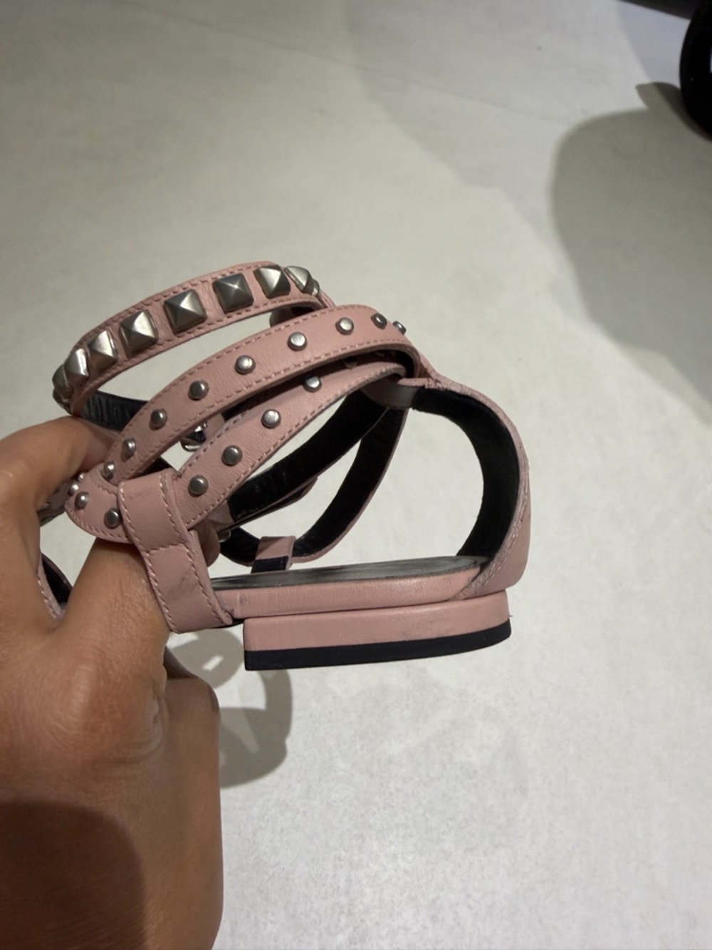 YSL 36 1/2 Studded Strappy Sandals in Blush Pink - Women's Fashion Sandal - Picture 10 of 15